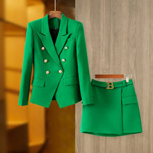 Load image into Gallery viewer, Luxury Blazer &amp; Skirt Suits with Gold finishing  - Comes in 8 colours