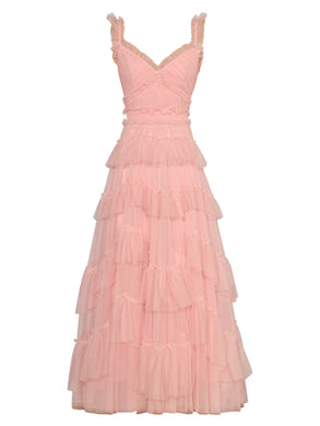 Elegant Ruffle Maxi Dress - Comes in Pink Or Blue