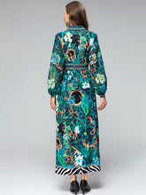 Load image into Gallery viewer, *NEW Zebra &amp; leaves printed Lantern Sleeve maxi dress