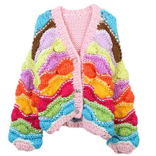 Load image into Gallery viewer, Chunky Colour Block Heavy Knit Cardigan