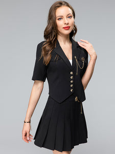 *NEW Chain jacket & pleated mini skirt - comes in Black & White