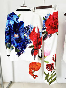 Gorgeous Blooming Floral Printed Blazer & Trouser Set