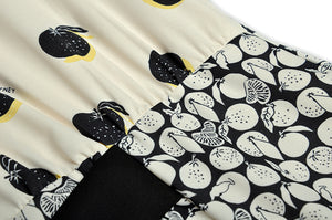 Vintage Print Spliced Midi Dress