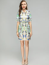 Load image into Gallery viewer, *NEW Embellished Crystal Collar Vintage Print Mini Dress