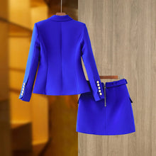 Load image into Gallery viewer, Luxury Blazer &amp; Skirt Suits with Gold finishing  - Comes in 8 colours