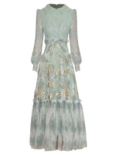 Load image into Gallery viewer, Lace Beaded Mesh Maxi Dress