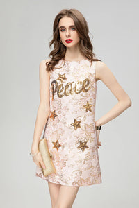 Peace & Stars Mini Sequin Dress