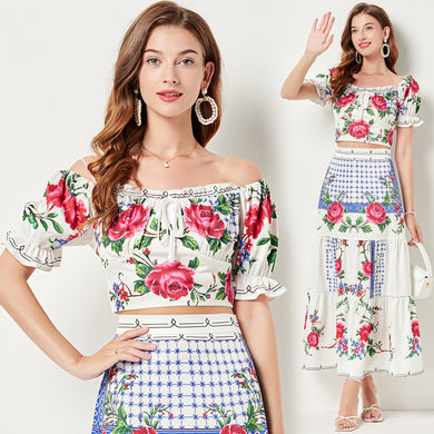 Rose Flower Two Piece Set