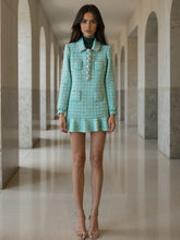 Load image into Gallery viewer, Sparkling Turquoise Tweed Mini Dress