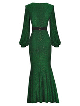 Load image into Gallery viewer, Green Envy Maxi Dress with Crystal Belt