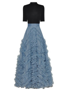 Knitted Top + Maxi Ruffles Skirt