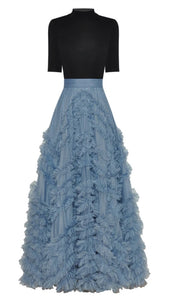 Knitted Top + Maxi Ruffles Skirt