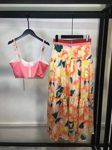 *NEW Pink Tile  print bralette & skirt