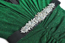 Load image into Gallery viewer, Green Envy Maxi Dress with Crystal Belt