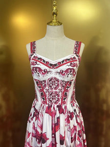 *NEW Red Tile Love Midi Dress