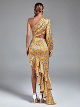 Load image into Gallery viewer, Floral Print Asymmetric Dip Hem Midaxi Dress