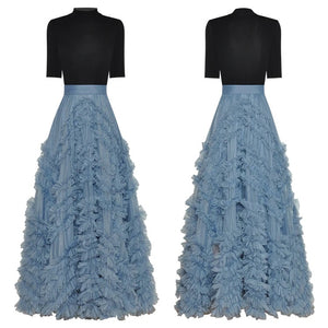 Knitted Top + Maxi Ruffles Skirt