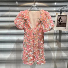 Load image into Gallery viewer, Princess Colourful Floral V-Neck Mini Dress