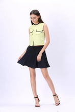 Load image into Gallery viewer, Comino Couture Lime Green Top &amp; Navy Pleated Skirt *WAS £125*