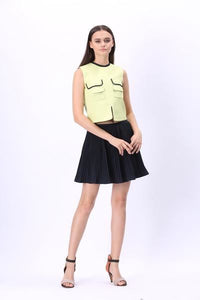 Comino Couture Lime Green Top & Navy Pleated Skirt *WAS £125*