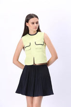 Load image into Gallery viewer, Comino Couture Lime Green Top &amp; Navy Pleated Skirt *WAS £125*