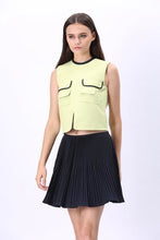 Load image into Gallery viewer, Comino Couture Lime Green Top &amp; Navy Pleated Skirt *WAS £125*