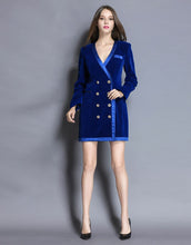 Load image into Gallery viewer, Comino Couture Royal Blue Velvet Blazer Dress