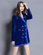 Load image into Gallery viewer, Comino Couture Royal Blue Velvet Blazer Dress