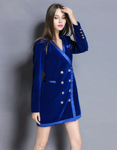 Load image into Gallery viewer, Comino Couture Royal Blue Velvet Blazer Dress