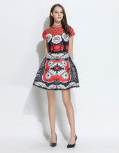 Load image into Gallery viewer, Comino Couture Cap Sleeved Red Beaded Stand Collar Dress