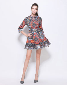Folk Print Skater Dress