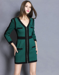 Comino Couture Green & Black Woven Colour Block Dress *WAS £210*