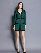 Load image into Gallery viewer, Comino Couture Green &amp; Black Woven Colour Block Dress *WAS £210*