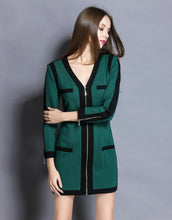 Load image into Gallery viewer, Comino Couture Green &amp; Black Woven Colour Block Dress *WAS £210*