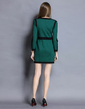 Load image into Gallery viewer, Comino Couture Green &amp; Black Woven Colour Block Dress *WAS £210*
