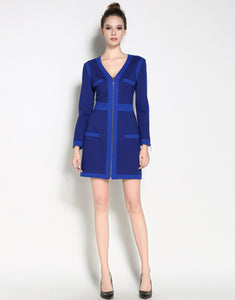 Comino Couture Cobalt Blue Woven Colour Block Dress * WAS £210*