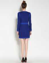 Load image into Gallery viewer, Comino Couture Cobalt Blue Woven Colour Block Dress * WAS £210*