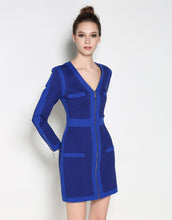 Load image into Gallery viewer, Comino Couture Cobalt Blue Woven Colour Block Dress * WAS £210*