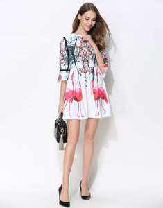 Comino Couture White Flamingo Dress