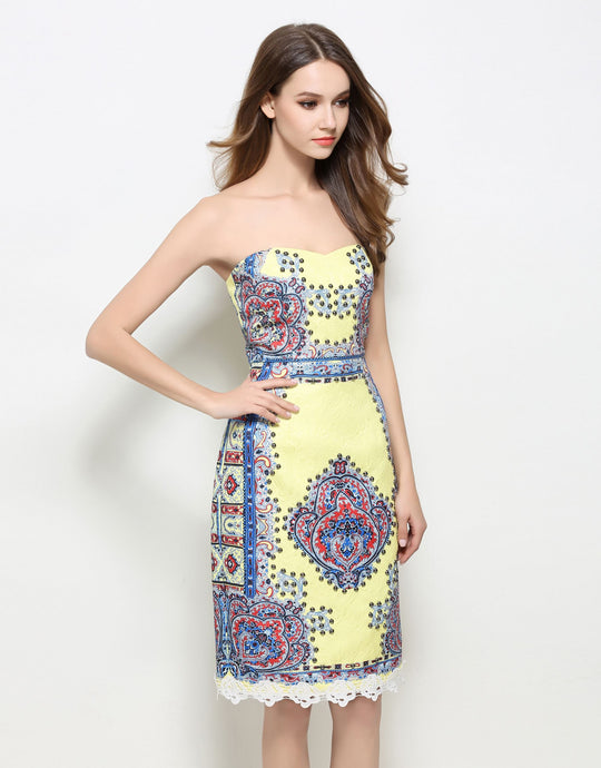 Comino Couture Yellow Aline Vintage Dress