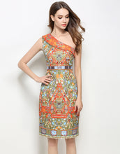 Load image into Gallery viewer, Comino Couture Asymmetric Print Dress