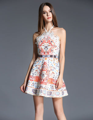 Comino Couture Halterneck Cream Skater Dress *WAS £135*