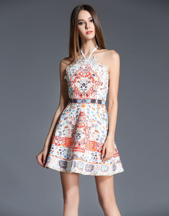 Comino Couture Halterneck Cream Skater Dress *WAS £135*