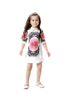 LIttle Miss Comino Couture Collared Print Dress