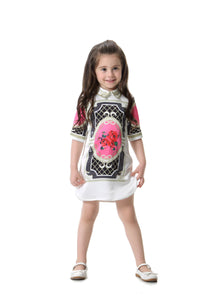 LIttle Miss Comino Couture Collared Print Dress