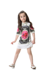 LIttle Miss Comino Couture Collared Print Dress