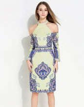 Load image into Gallery viewer, Comino Couture Cold Shoulder Beaded Dress