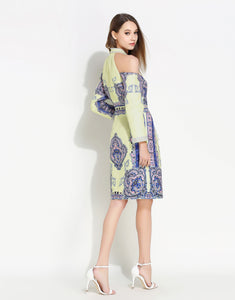 Comino Couture Cold Shoulder Beaded Dress