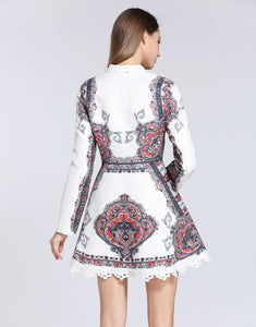 White High Neck Skater Dress
