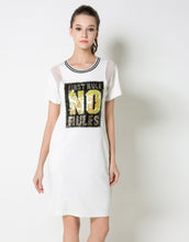 Load image into Gallery viewer, Comino Couture &quot;First Rules No Rules&quot; Sequined T-shirt Dress *WAS £85*